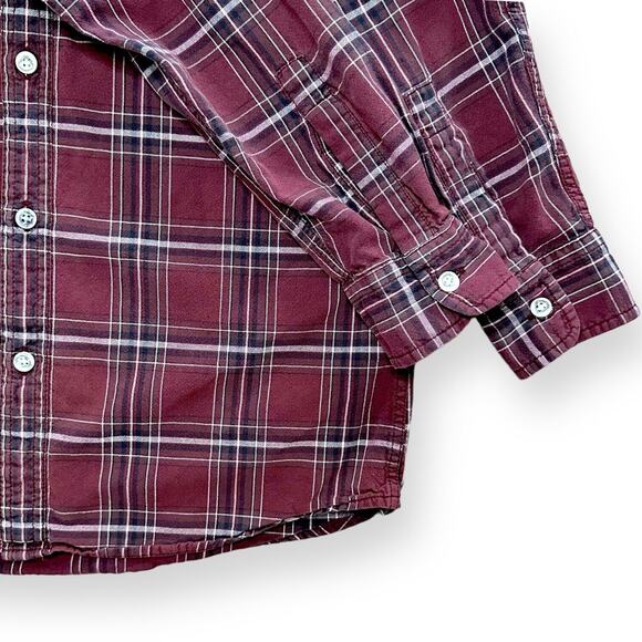 TOPMAN Button Up Shirt Plaid Classic Fit Night Out Red Blue Casual Small - Picture 6 of 8